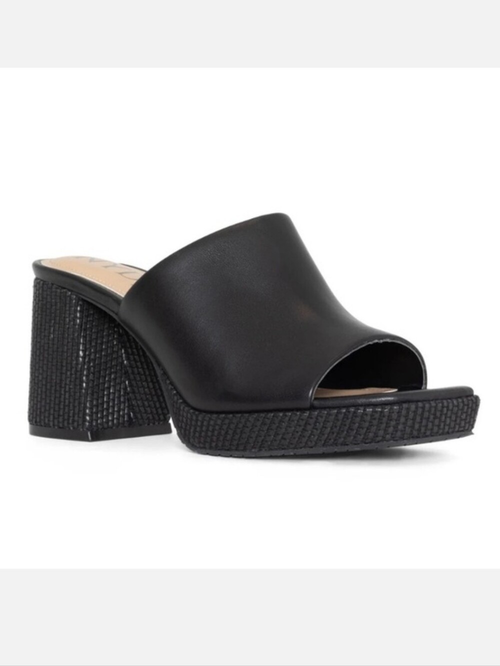 NYDJ Dewi Platform Mule Sandals Black Slide Block Heel